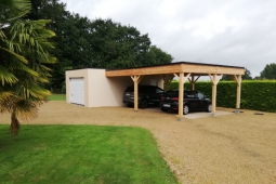 Garage en béton enduit avec Carport